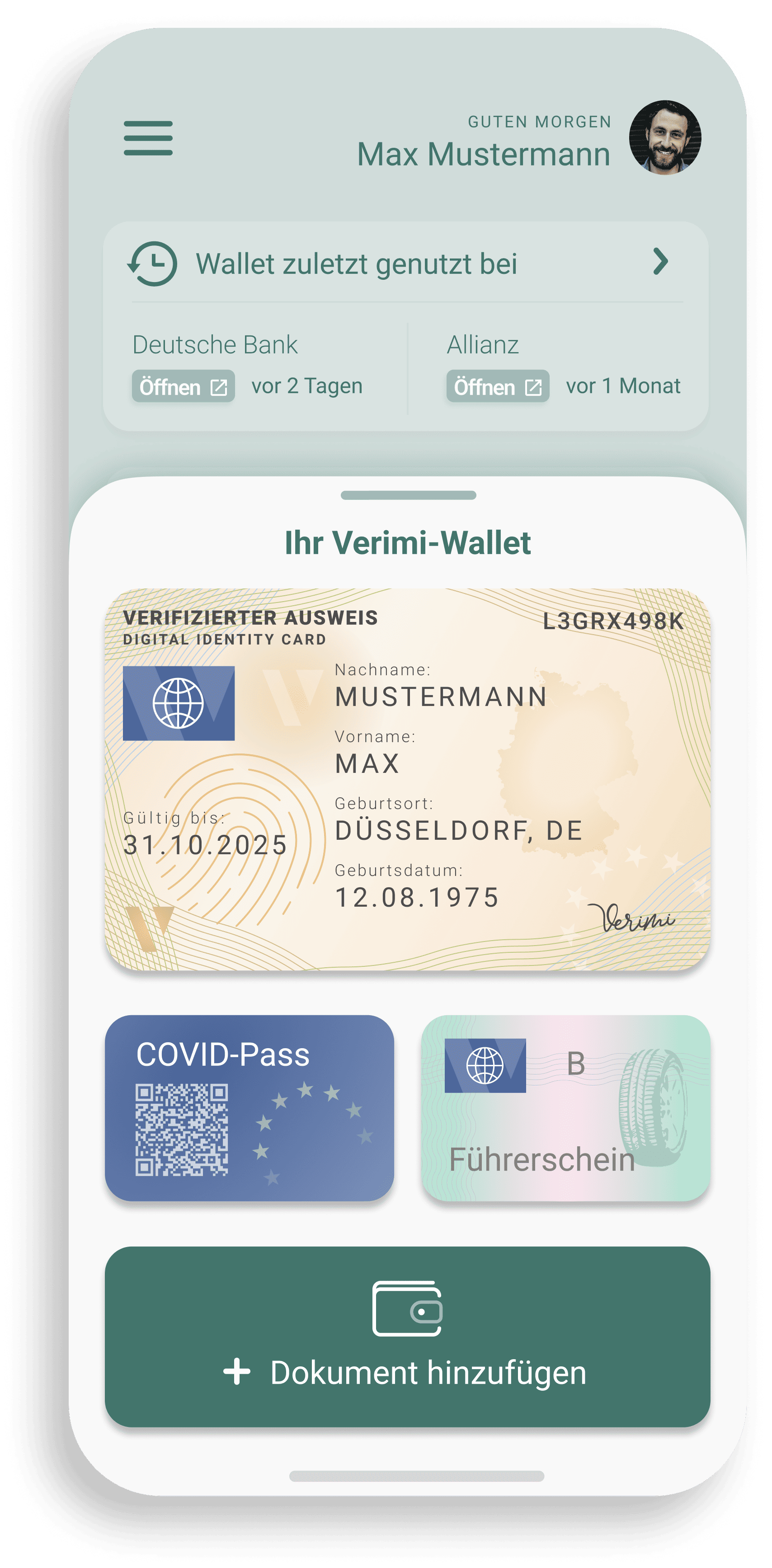 A Screenshot showing Verimis ID Wallet App